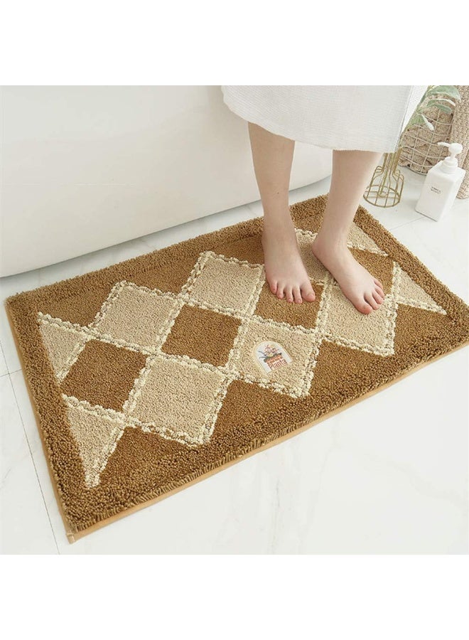 EBREEZZ Diamond Pattern Bathroom Floor Mat – Ultra Soft & Highly Absorbent Non-Slip Bath Rug - Image 1